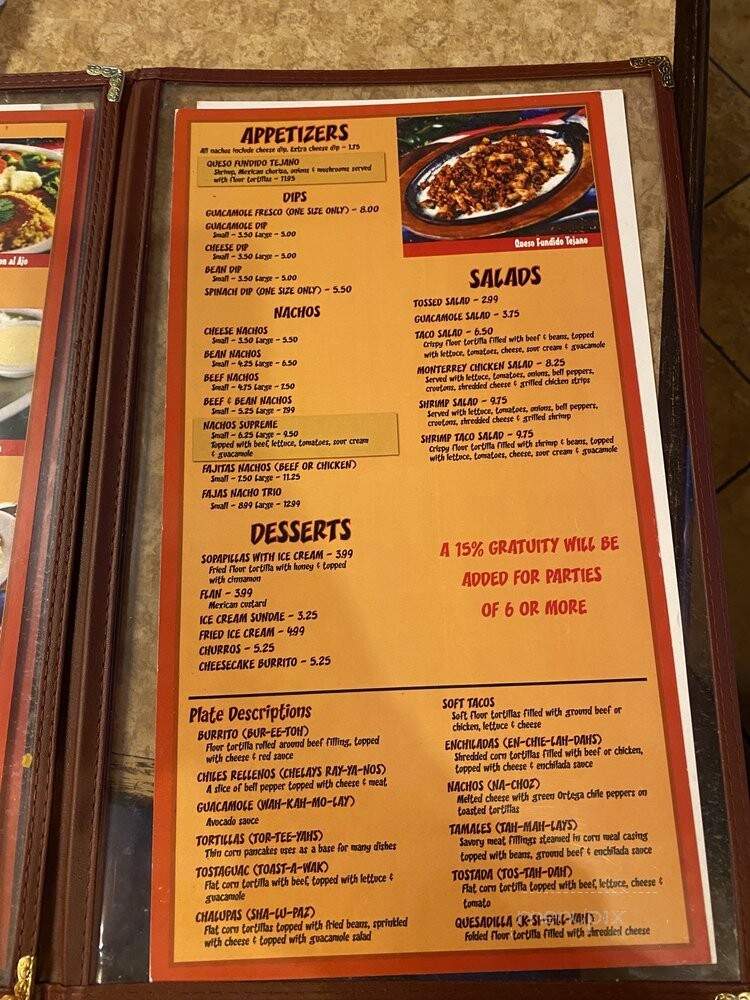 Monterrey's Mexican Resturant - Columbia, SC menu_pic