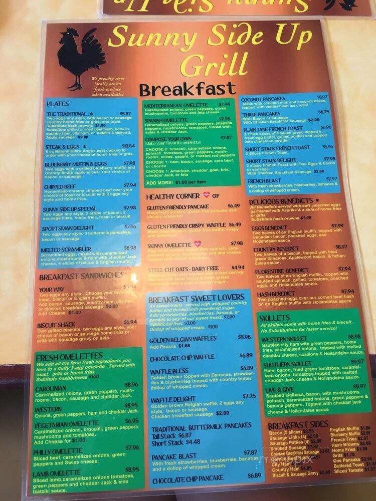 Sunny Side Up Diner - Myrtle Beach, SC menu_pic