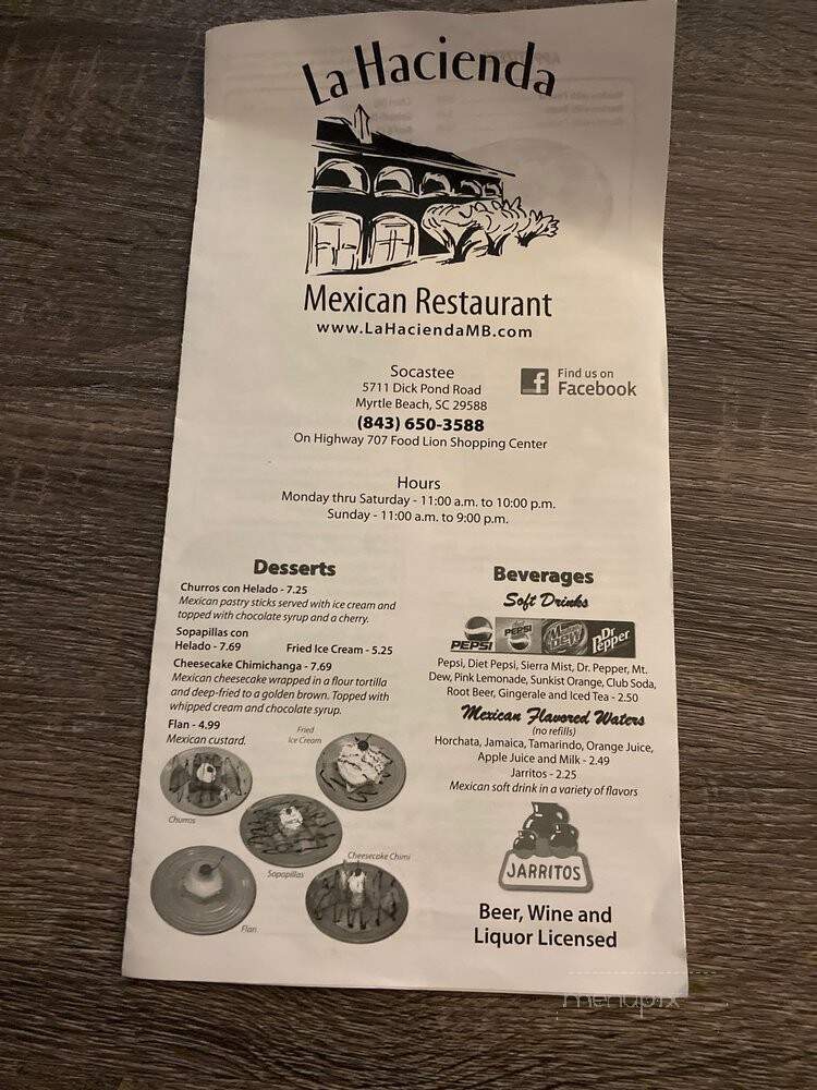 La hacienda - Myrtle Beach, SC menu_pic