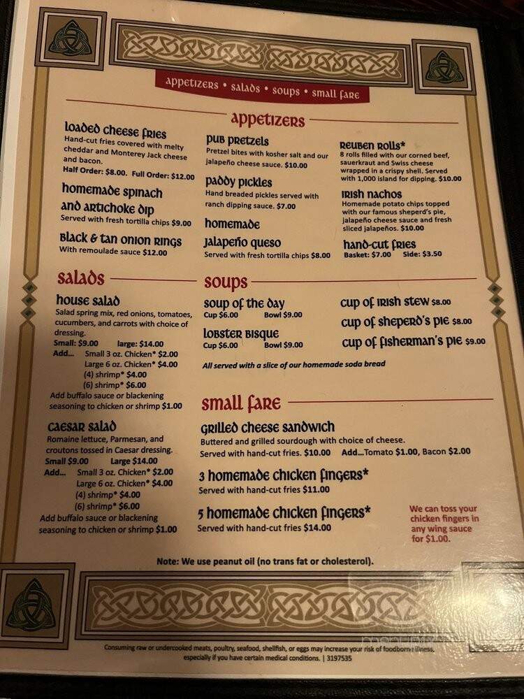 Madra Rua Irish Pub - Summerville, SC menu_pic