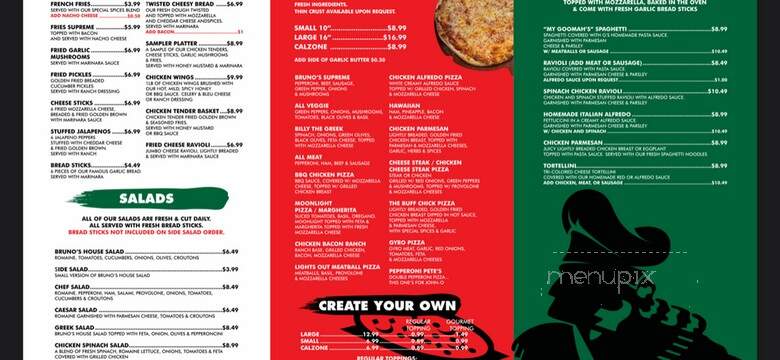 Bruno's Pizza Grill - Knoxville, TN menu_pic