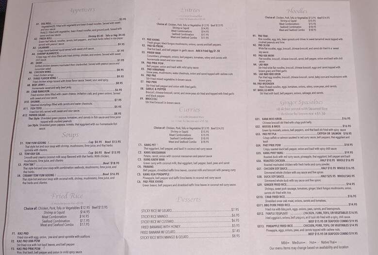 Ginger - Nashville, TN menu_pic