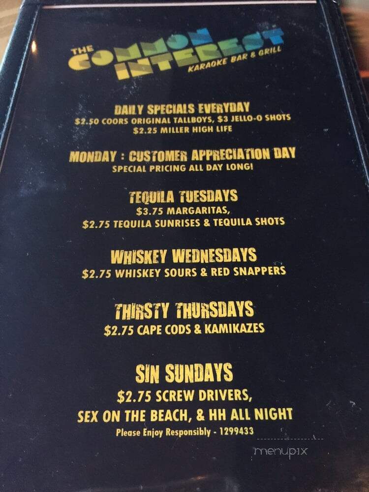 The Common Interest - Austin, TX menu_pic