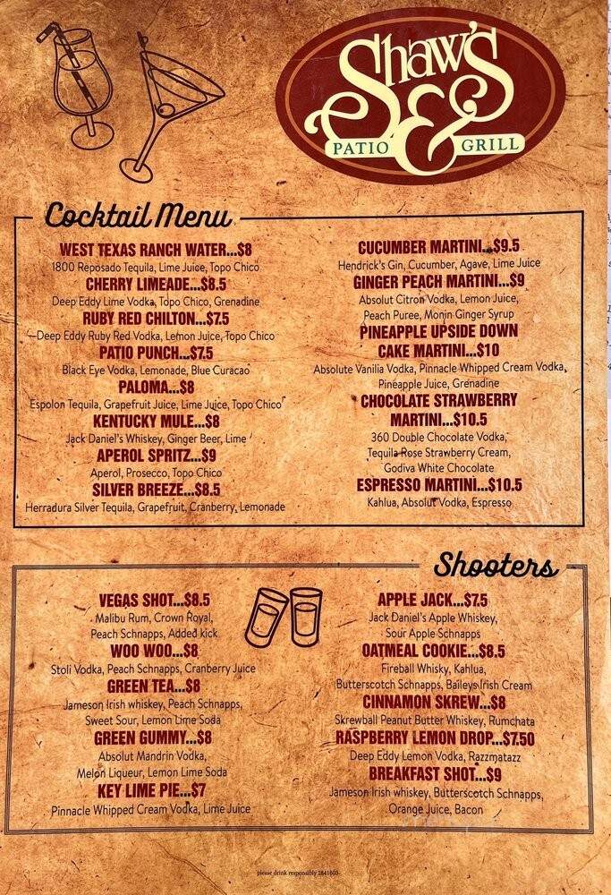 Shaw's Burgers Shakes - Fort Worth, TX menu_pic