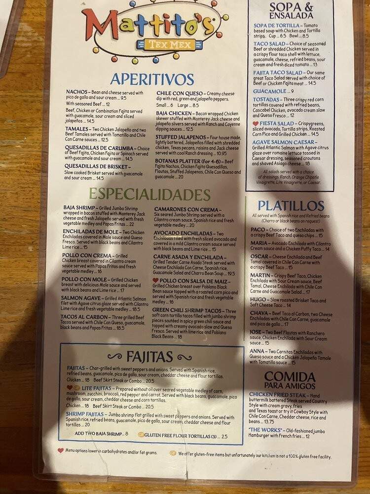 Mattito's - Dallas, TX menu_pic