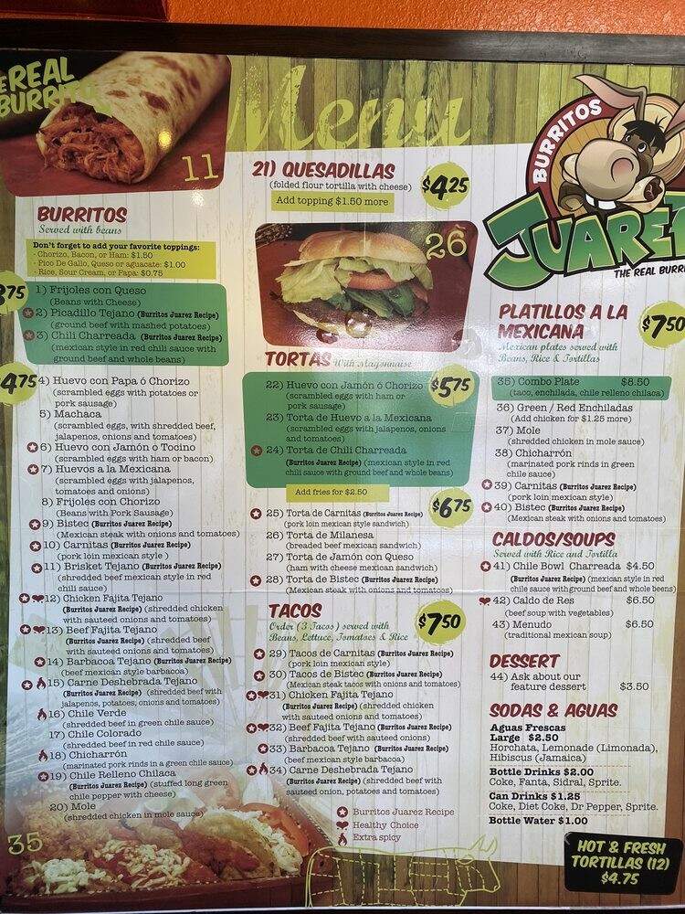 Burritos Juarez - El Paso, TX menu_pic