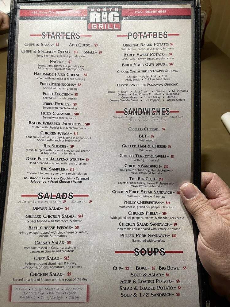 North Rig Grill - Denison, TX menu_pic