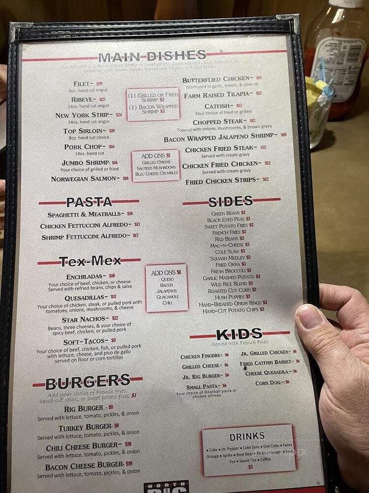 North Rig Grill - Denison, TX menu_pic