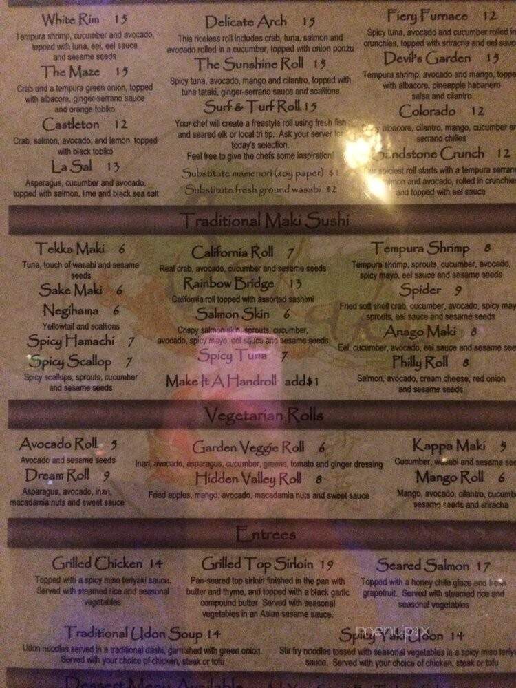 Sabaku Sushi - Moab, UT menu_pic