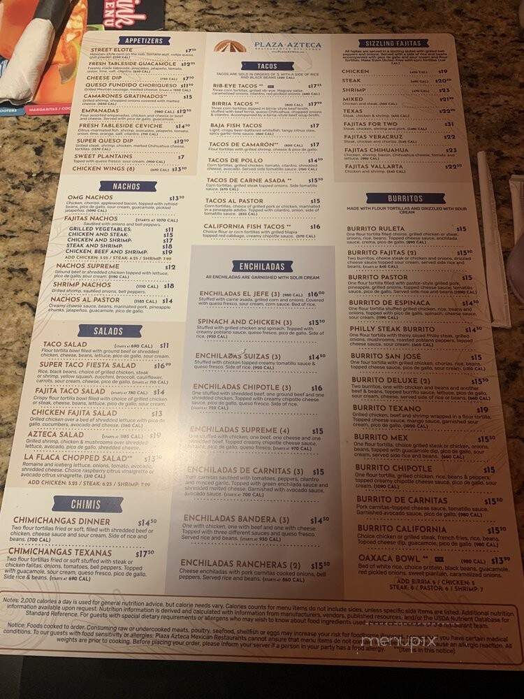 Plaza Azteca - Richmond, VA menu_pic