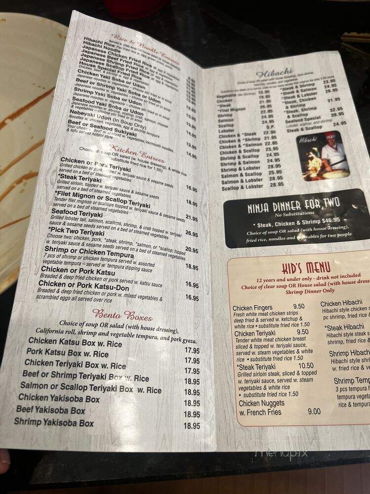 Ninja Japanese Steak House - Virginia Beach, VA menu_pic