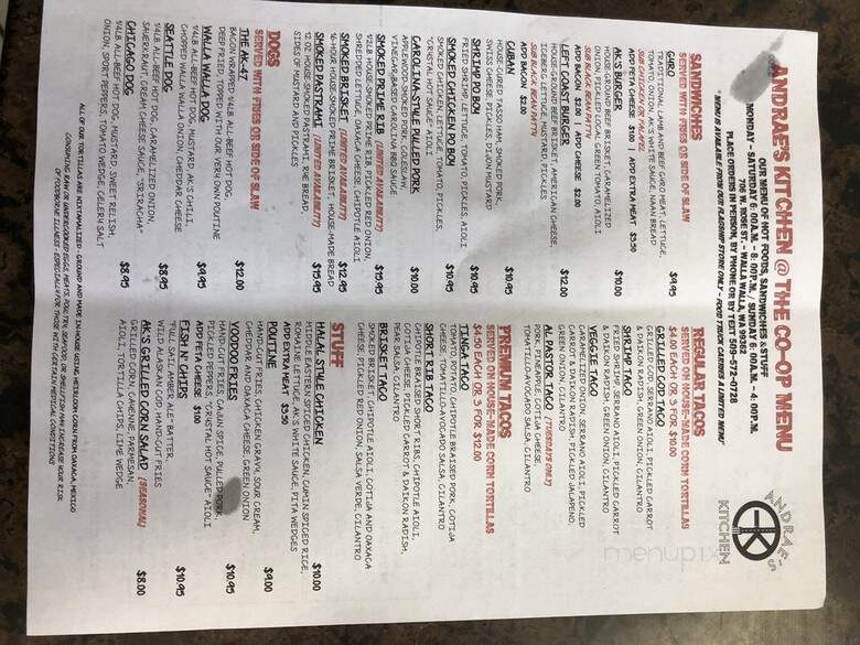 Andrae's Kitchen - Walla Walla, WA menu_pic