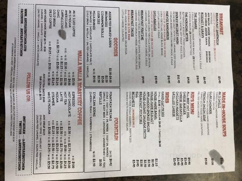 Andrae's Kitchen - Walla Walla, WA menu_pic