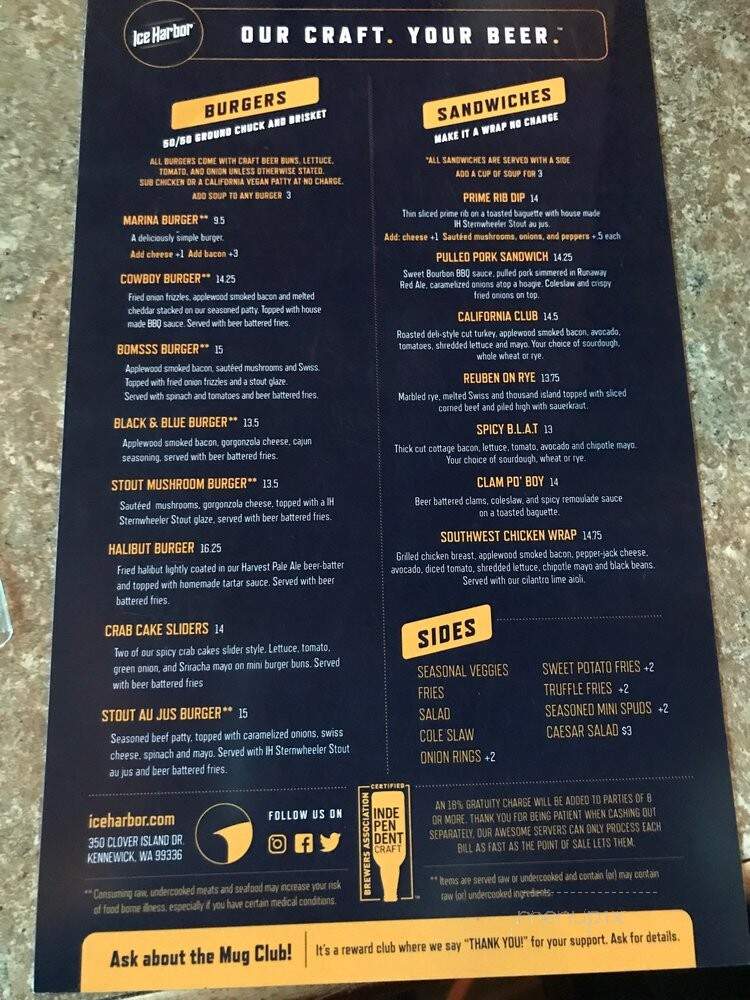 Ice Harbor at the Marina - Kennewick, WA menu_pic