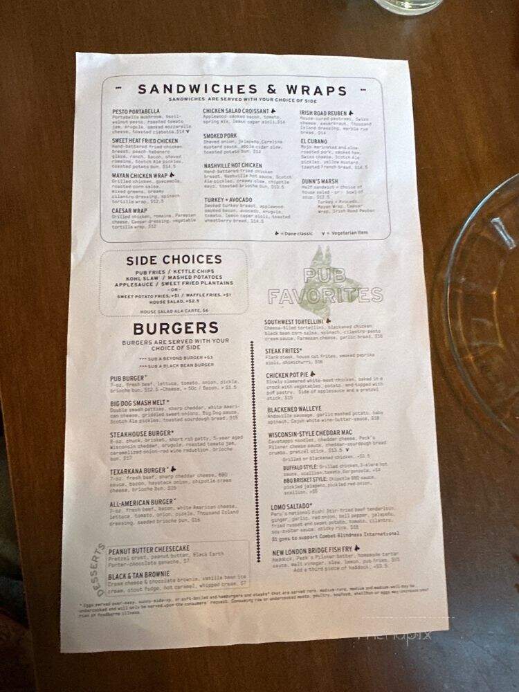 Great Dane Pub - Madison, WI menu_pic