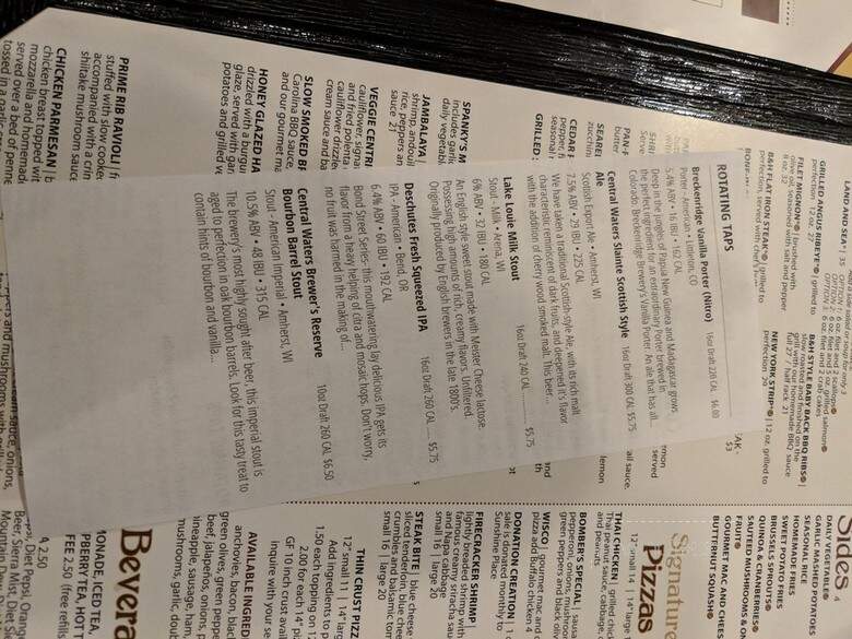 Buck Honey's - Sun Prairie, WI menu_pic