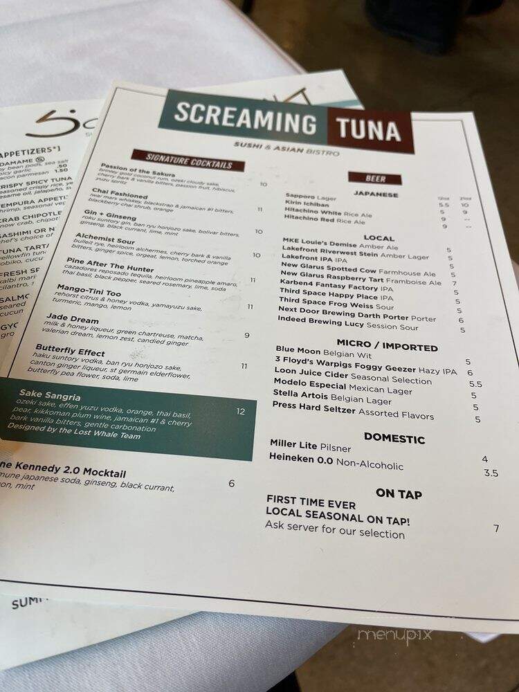 Screaming Tuna - Milwaukee, WI menu_pic