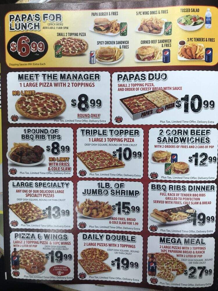 Papa's Pizza - Farmington Hills, MI menu_pic