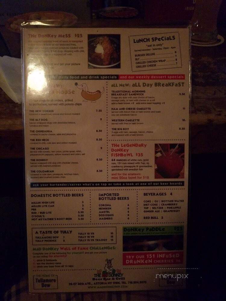 Mad Donkey - Astoria, NY menu_pic