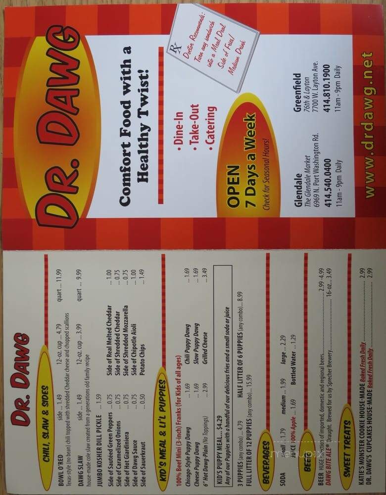 Dr. Dawg - Glendale, WI menu_pic