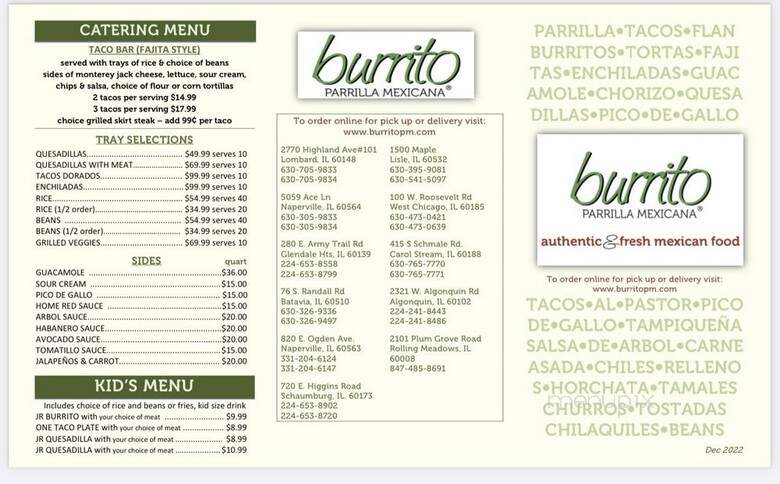 Burrito Parrilla Mexicana - Lombard, IL menu_pic