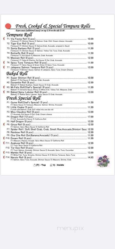 Shintori Sushi Factory - Santa Barbara, CA menu_pic
