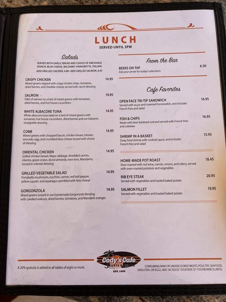 Cody's Cafe - Santa Barbara, CA menu_pic