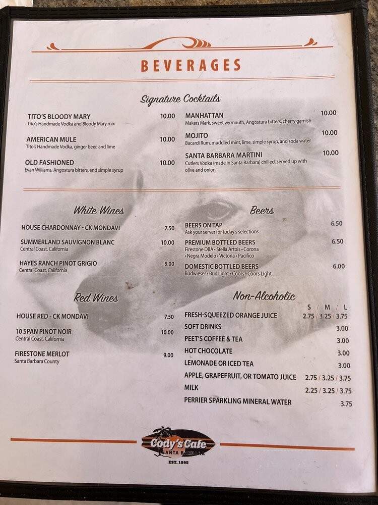 Cody's Cafe - Santa Barbara, CA menu_pic