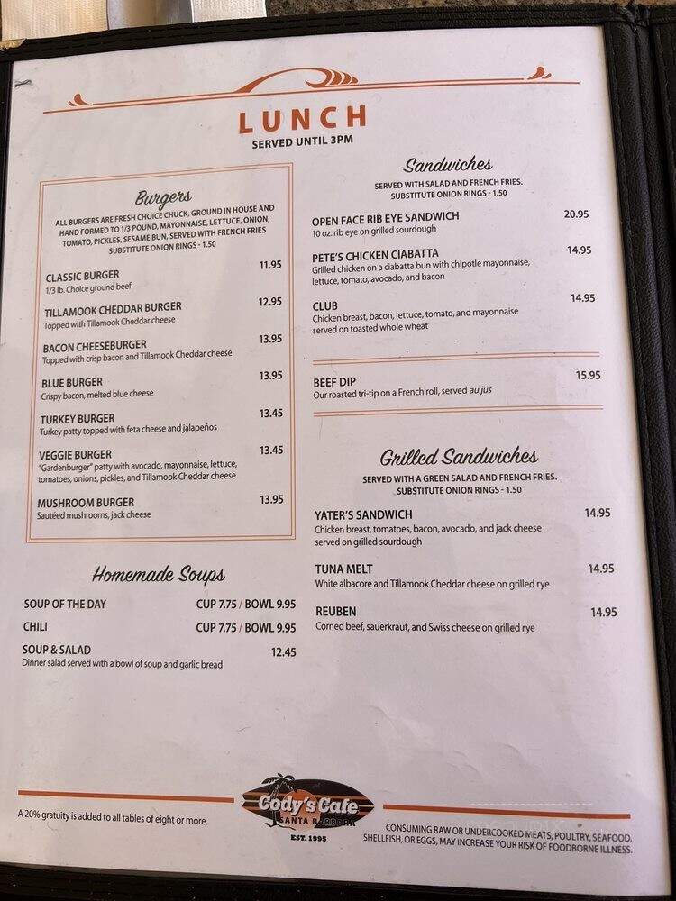Cody's Cafe - Santa Barbara, CA menu_pic