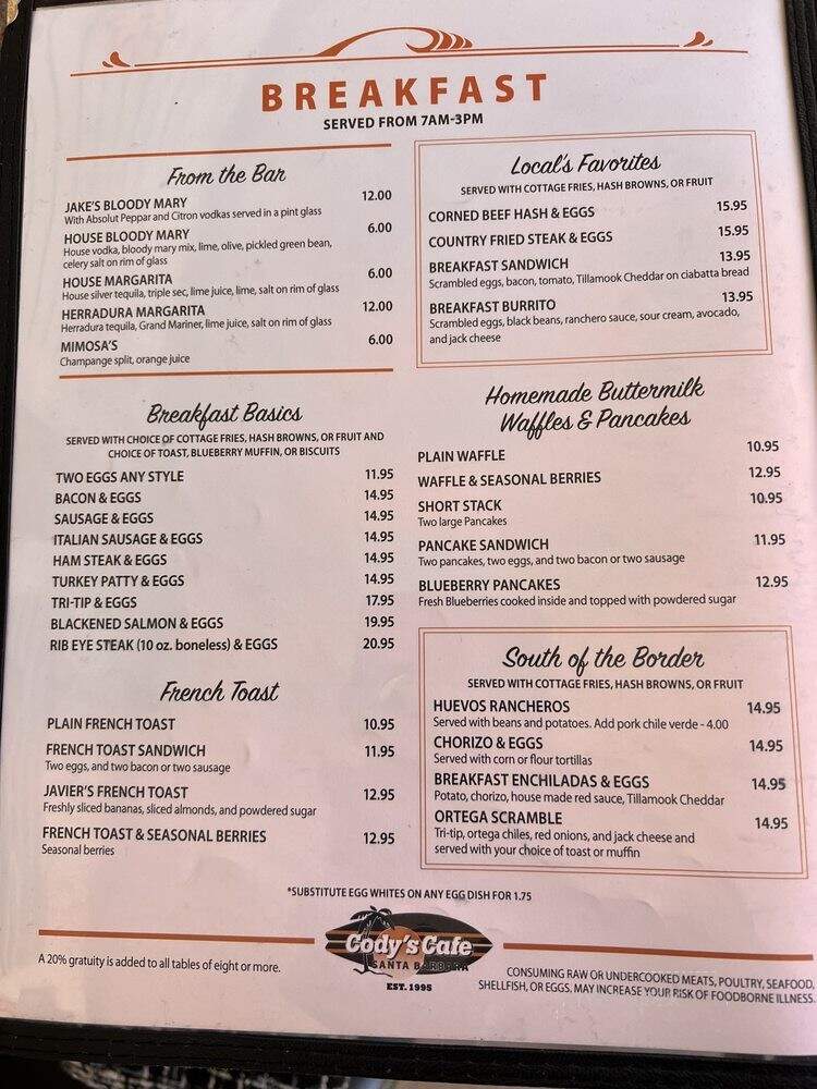 Cody's Cafe - Santa Barbara, CA menu_pic