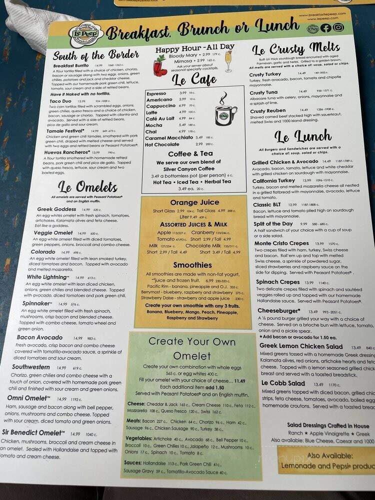 Le Peep - Boulder, CO menu_pic