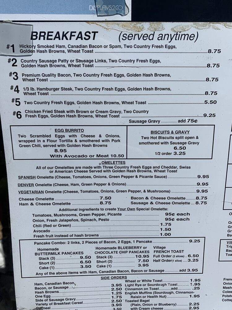 Village Coffee Shop - Boulder, CO menu_pic