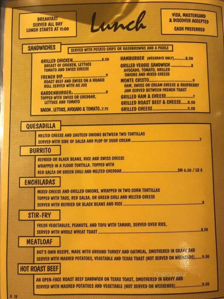 Dot's Diner On The Hill - Boulder, CO menu_pic