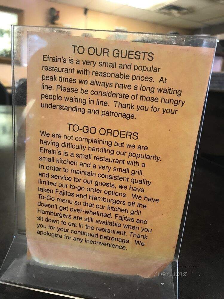 Efrain's Mexican Restaurant - Boulder, CO menu_pic