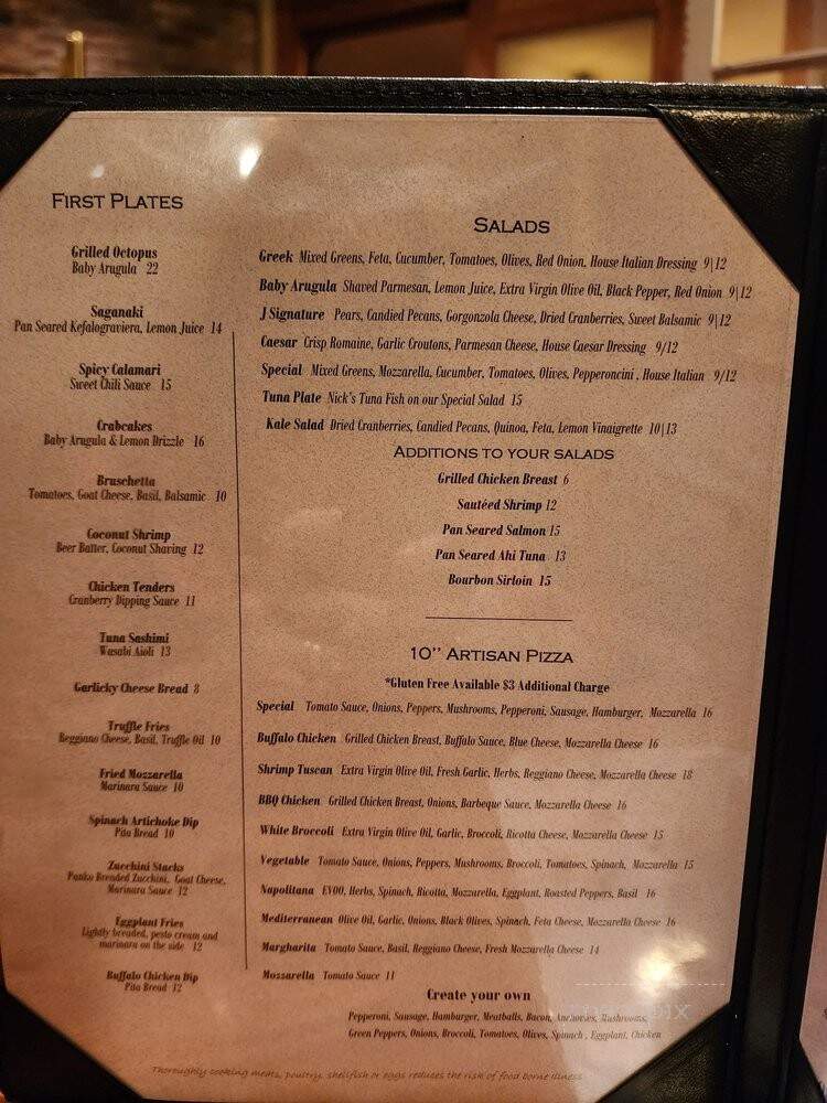 J Restaurant Bar - Hartford, CT menu_pic