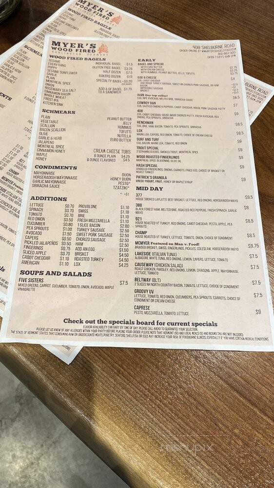 Myer's Bagel Bakery - Burlington, VT menu_pic