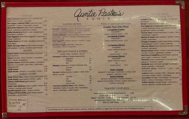 Auntie Pasto's - Waipahu, HI menu_pic