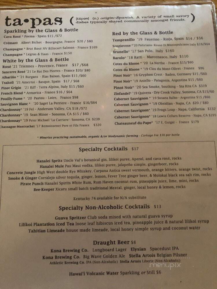 Baracooda - Hanalei, HI menu_pic