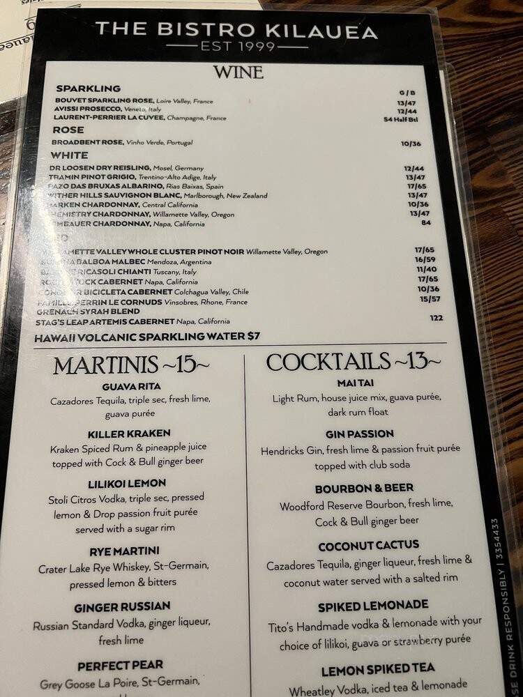 Lighthouse Bistro - Kilauea, HI menu_pic