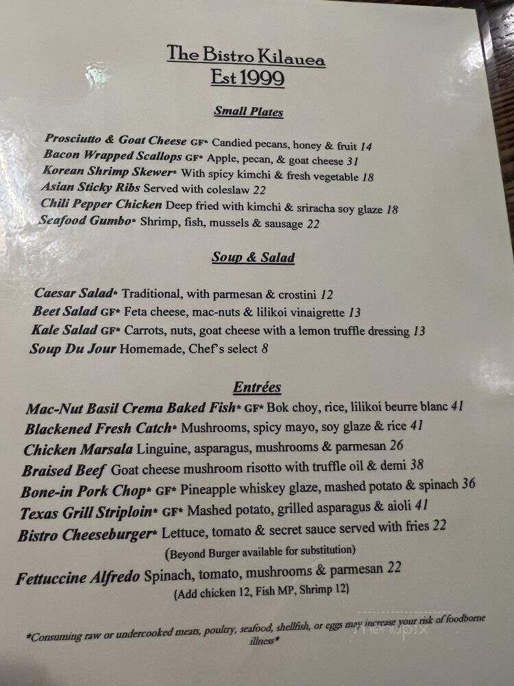 Lighthouse Bistro - Kilauea, HI menu_pic