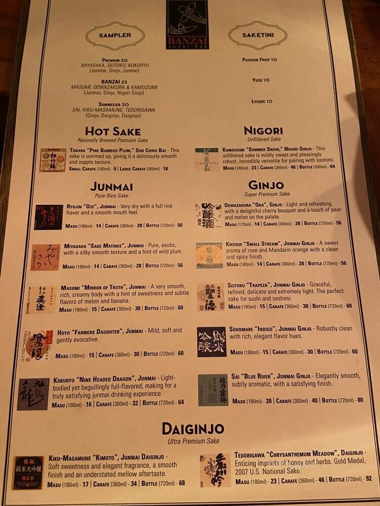 Banzai Sushi Bar - Haleiwa, HI menu_pic