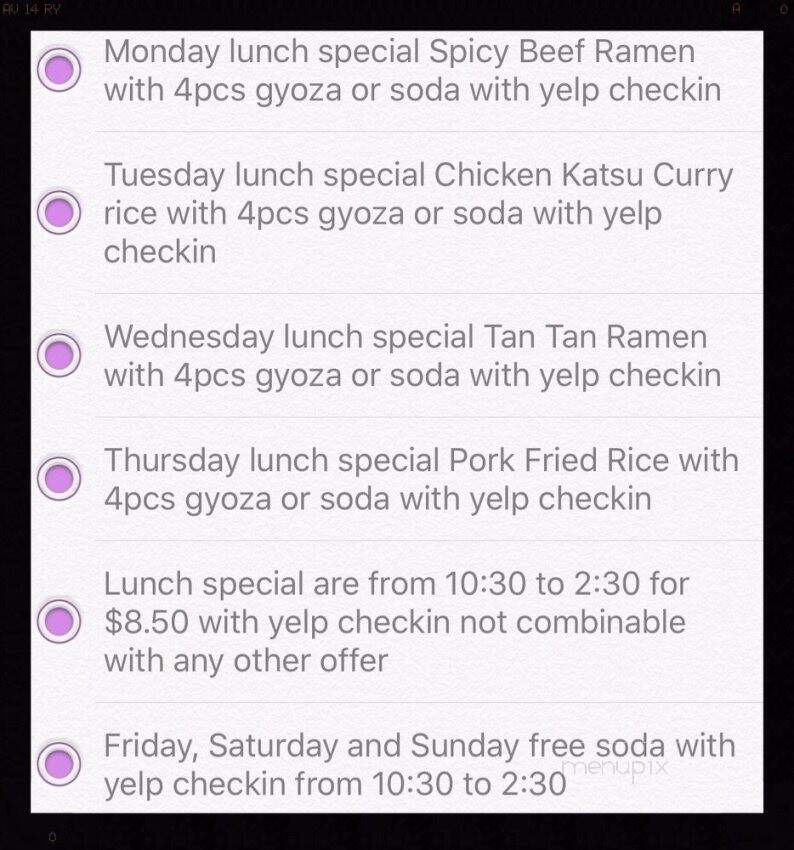 Dalichi Noodles Cafe - Aiea, HI menu_pic
