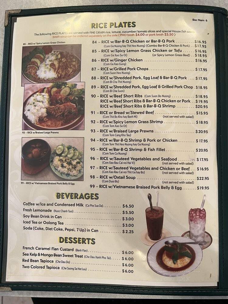 Bac Nam - Honolulu, HI menu_pic