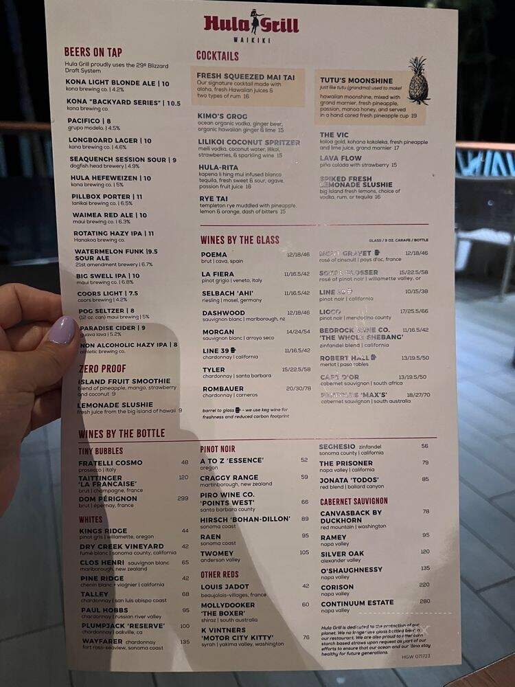Hula Grill Waikiki - Honolulu, HI menu_pic