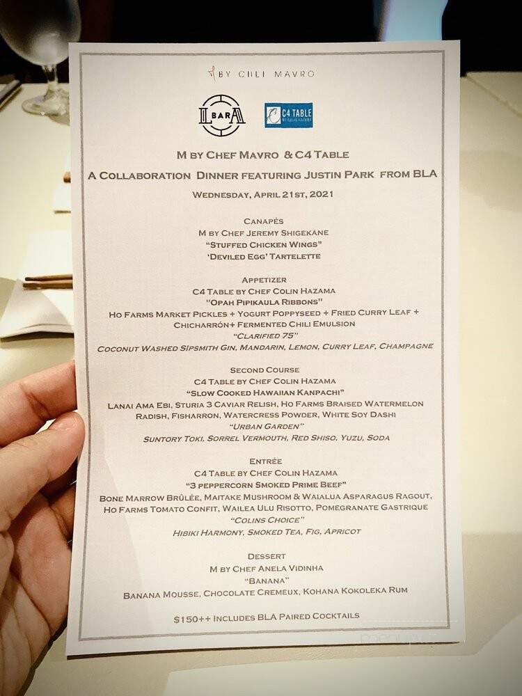 Chef Mavro - Honolulu, HI menu_pic