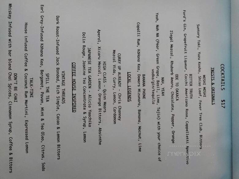 Coffee Talk - Honolulu, HI menu_pic