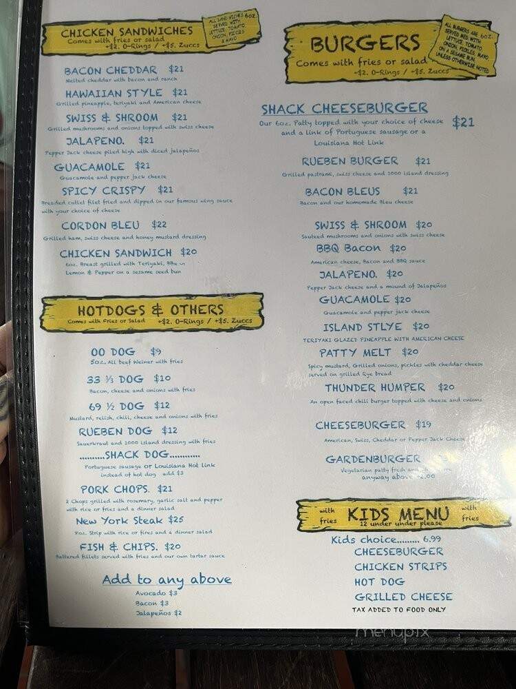 Shack Kailua - Kailua, HI menu_pic