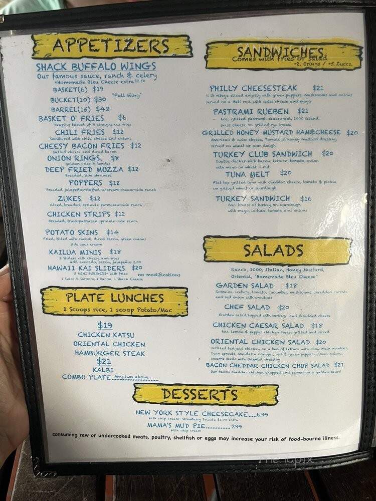 Shack Kailua - Kailua, HI menu_pic