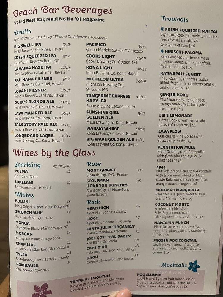 Leilani's On The Beach - Lahaina, HI menu_pic