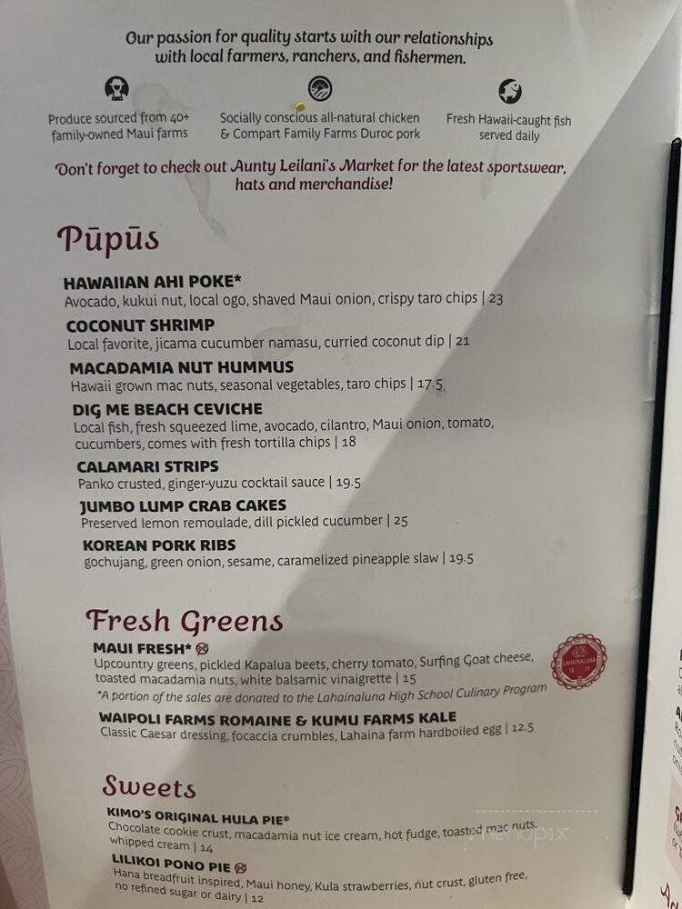 Leilani's On The Beach - Lahaina, HI menu_pic